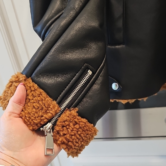 Rebecca Minkoff Black Jacket with Brown Teddy Lining - Picture 5 of 8